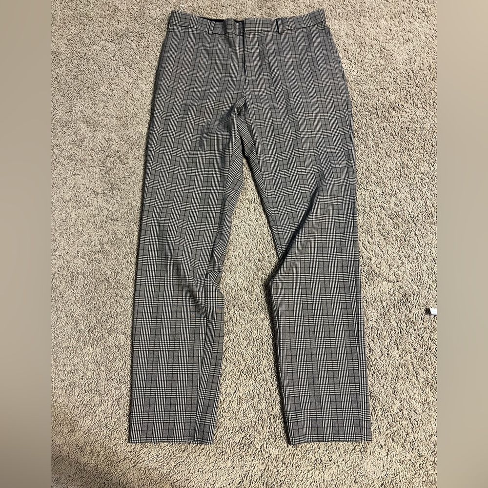 H&M Men’s Dress Pants. Khaki and Black plaid. Like new